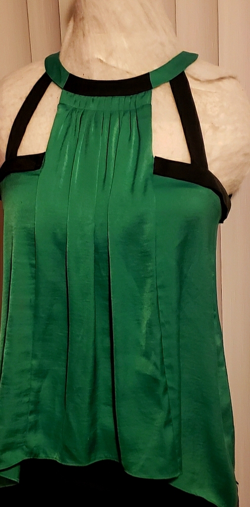 Green and black sleeveless Top